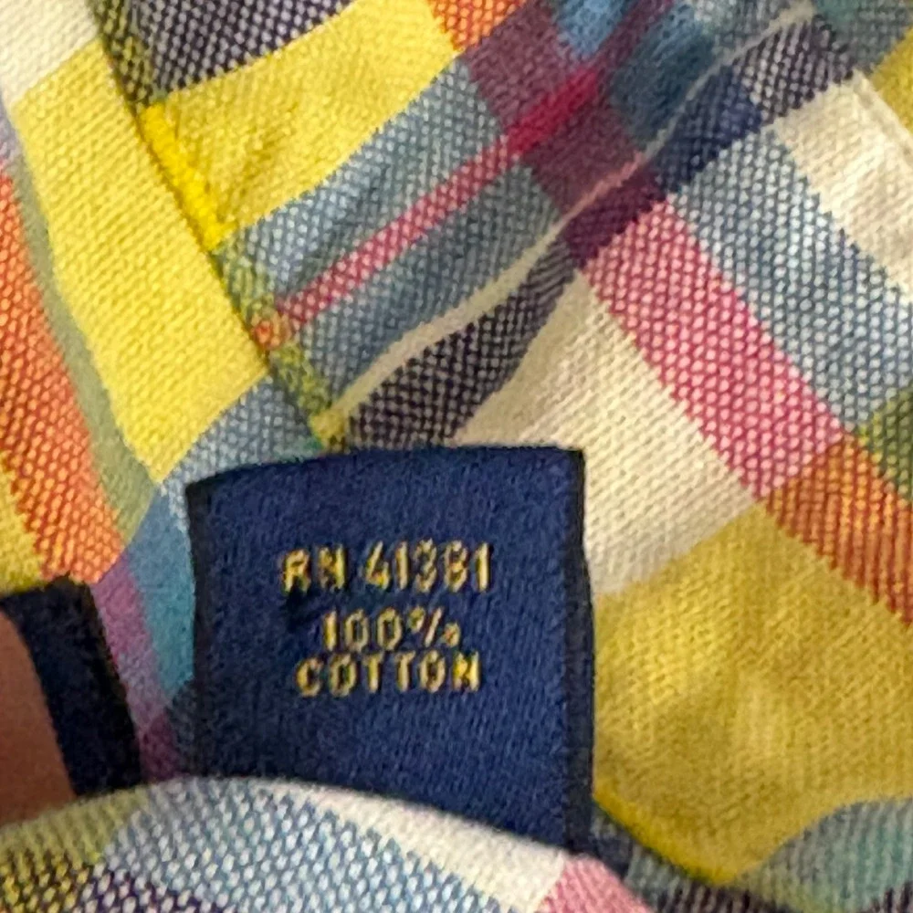Polo Ralph Lauren Plaid Short Sleeve Button Down Shirt Men's Large Yellow Blue